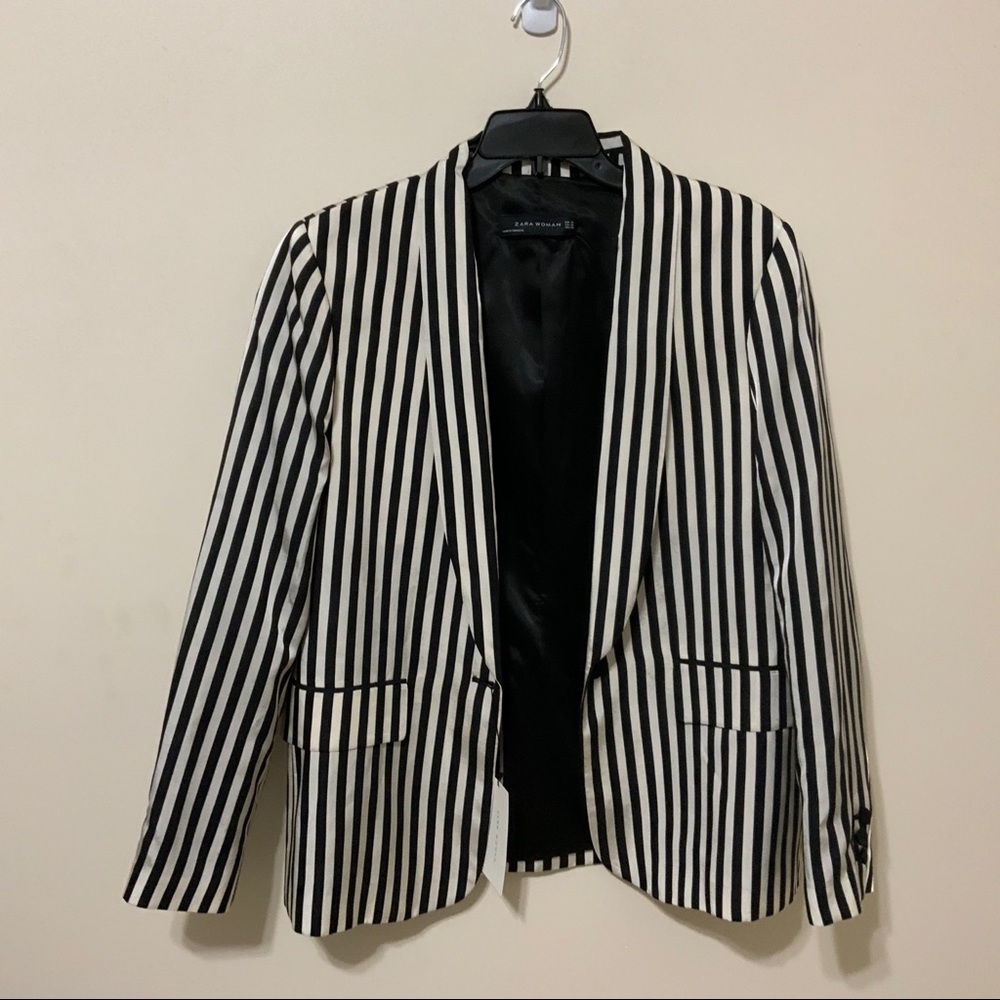 Zara black & white striped blazer
